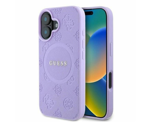 Guess Saffiano Peony Classic Logo do iPhone 16 fioletowy - 1279099 - zdjęcie